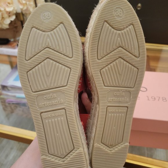 NWT Gaimo genuine leather red espadrilles size eu 38 us 8 - Picture 6 of 7